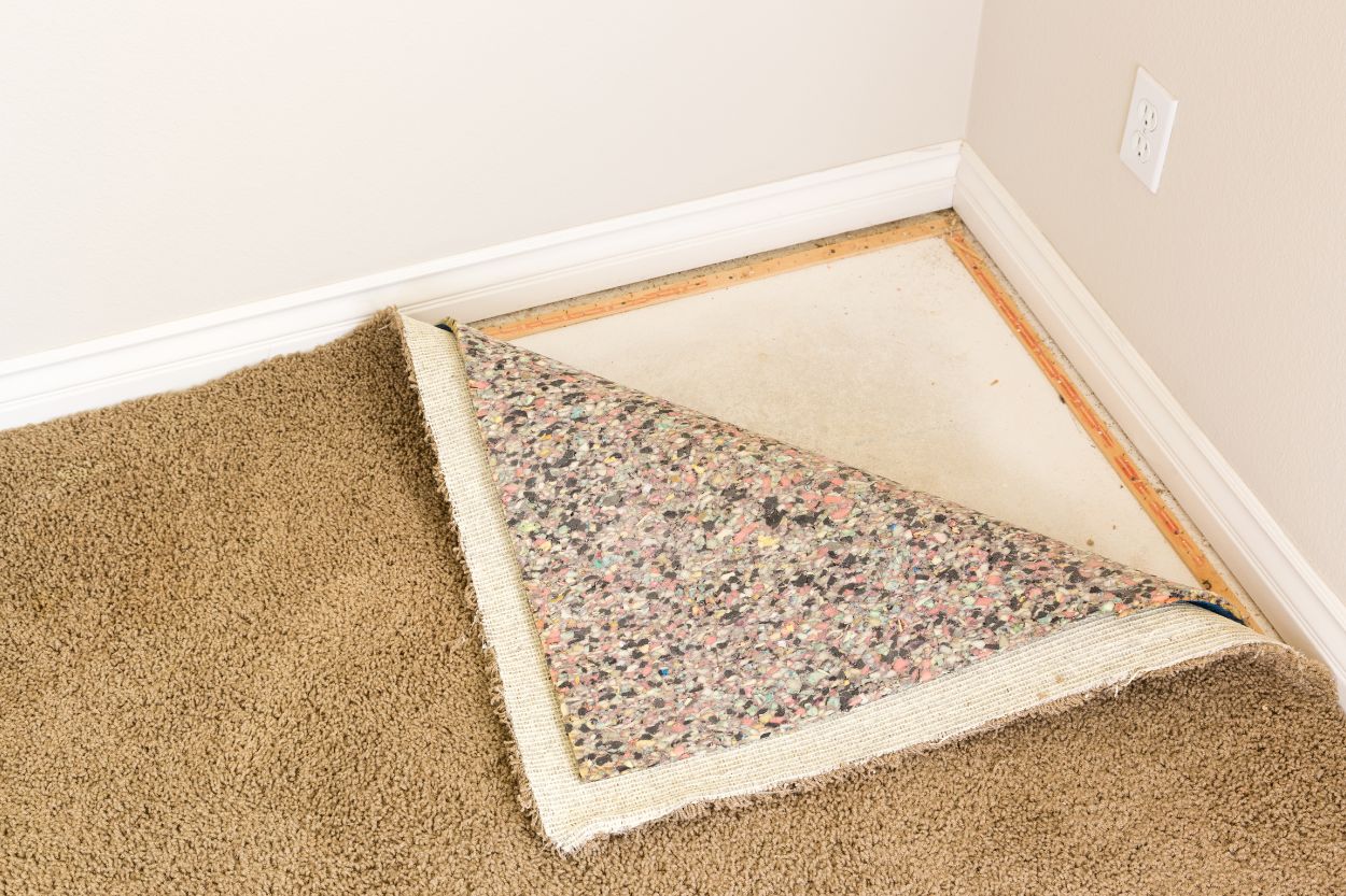 Interior of a carpeted room with a carpeted floor and area, representing a mold removal service in Austin, TX.